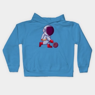 Cute Astronaut Playing Bowling Cartoon Kids Hoodie